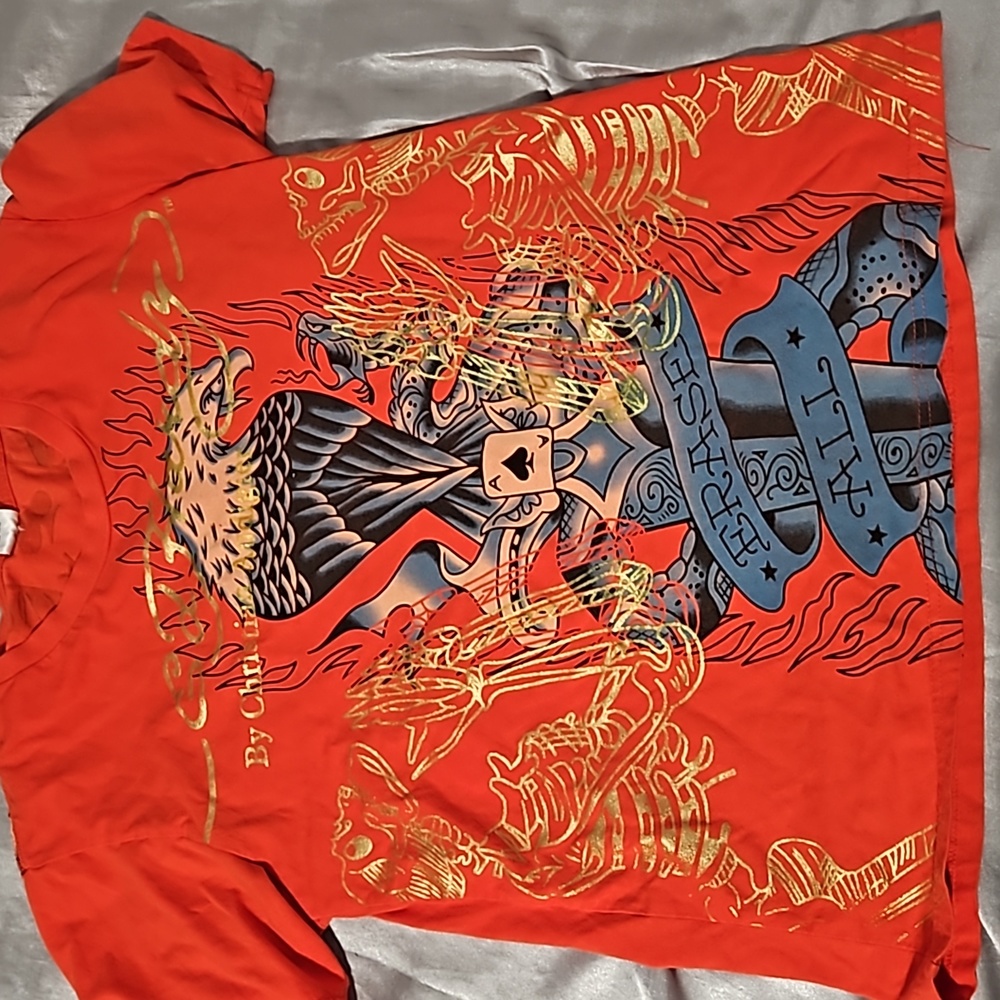 Red Ed Hardy Erase all Fears Size small